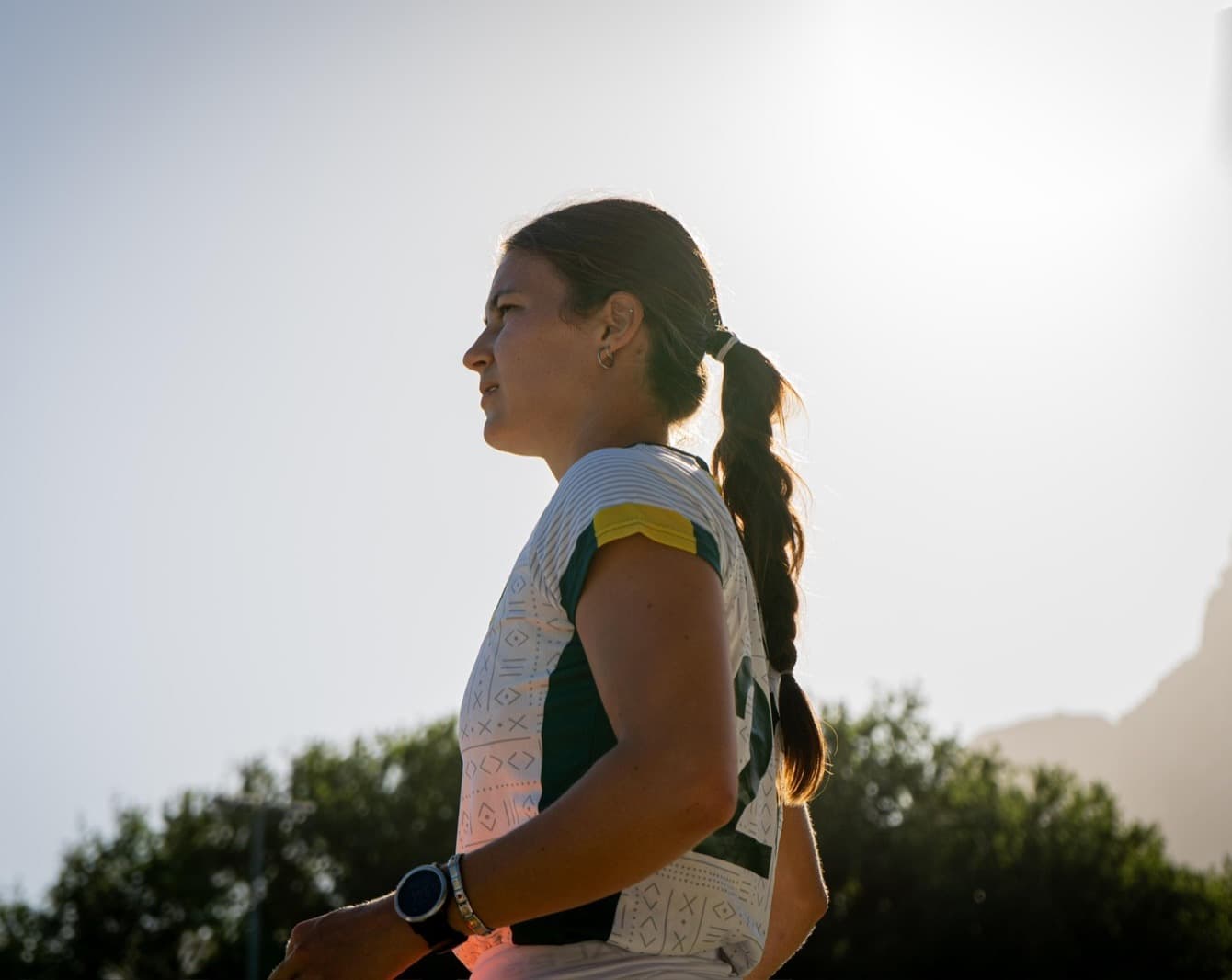 Cailie den Bakker in the South African kit during the anthem
